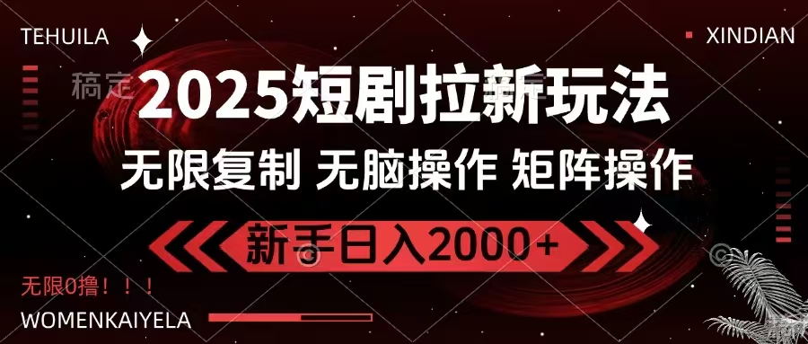 2025短剧拉新玩法，无需注册登录，无限0撸，无脑批量操作日入2000+网赚项目-副业赚钱-互联网创业-资源整合一卡云创-专注知识分享-源码分享