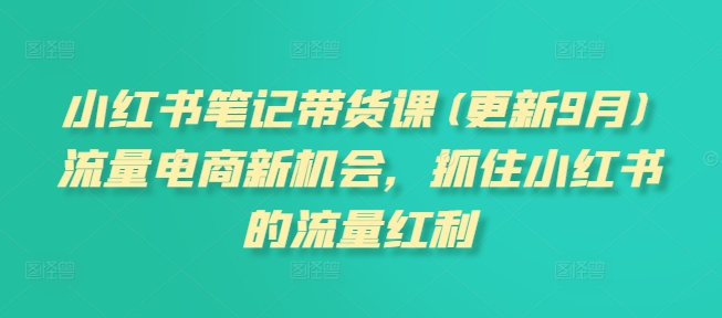 小红书笔记带货课(更新25年2月)流量电商新机会，抓住小红书的流量红利网赚项目-副业赚钱-互联网创业-资源整合一卡云创-专注知识分享-源码分享