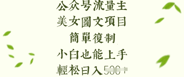 流量主长期收益项目，美女图片简单复制，小白也能上手，轻松日入5张网赚项目-副业赚钱-互联网创业-资源整合一卡云创-专注知识分享-源码分享