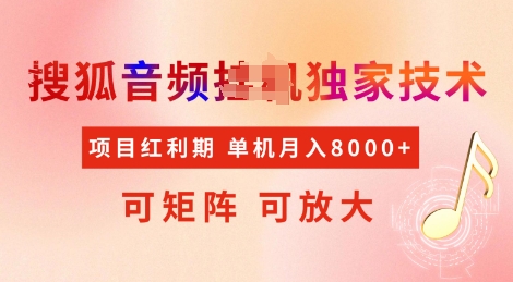 全网首发搜狐音频挂JI独家技术，项目红利期，可矩阵可放大，稳定月入8k【揭秘】网赚项目-副业赚钱-互联网创业-资源整合一卡云创-专注知识分享-源码分享