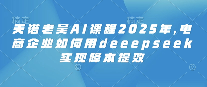 天诺老吴AI课程2025年，电商企业如何用deeepseek实现降本提效网赚项目-副业赚钱-互联网创业-资源整合一卡云创-专注知识分享-源码分享