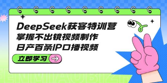 DeepSeek获客特训营：掌握不出镜视频制作，日产百条IP口播视频网赚项目-副业赚钱-互联网创业-资源整合一卡云创-专注知识分享-源码分享