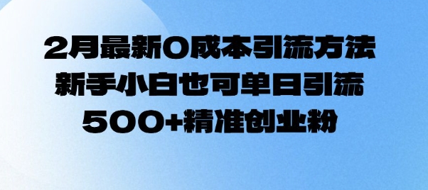 2月最新0成本引流方法，新手小白也可单日引流500+精准创业粉网赚项目-副业赚钱-互联网创业-资源整合一卡云创-专注知识分享-源码分享