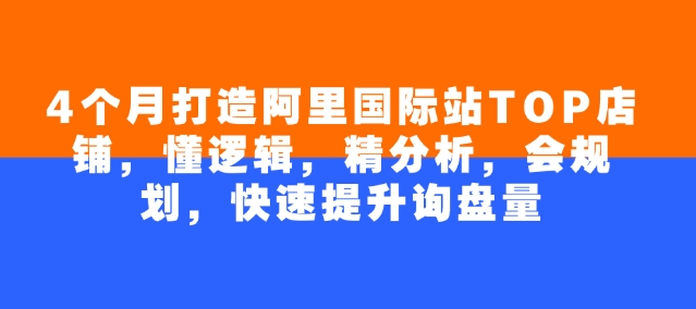 4个月打造阿里国际站TOP店铺，懂逻辑，精分析，会规划，快速提升询盘量网赚项目-副业赚钱-互联网创业-资源整合一卡云创-专注知识分享-源码分享