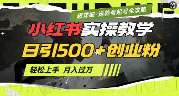 2月小红书最新日引500+创业粉实操教学【超详细】小白轻松上手，月入1W+，附小红书养号起号SOP网赚项目-副业赚钱-互联网创业-资源整合一卡云创-专注知识分享-源码分享